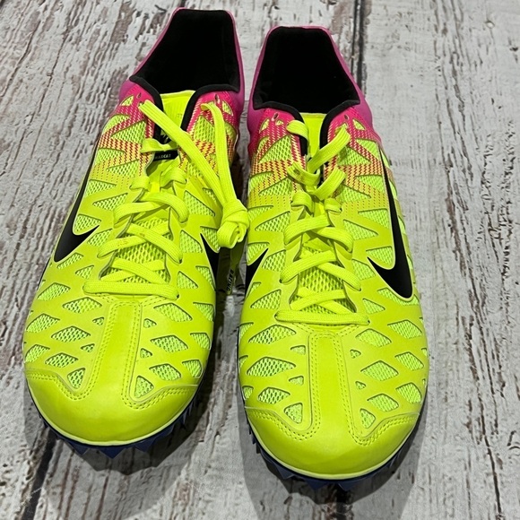 Nke Mens Zoom Maxcat 4 Running Shoes Yellow 882012-999 Mesh Low Top Size 13 - Picture 2 of 11